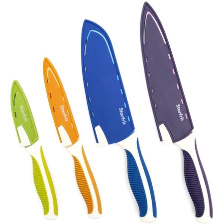 STARFRIT Set of 4 Knives with Integrated Sharpening Sheaths 093887-006-NEW1
